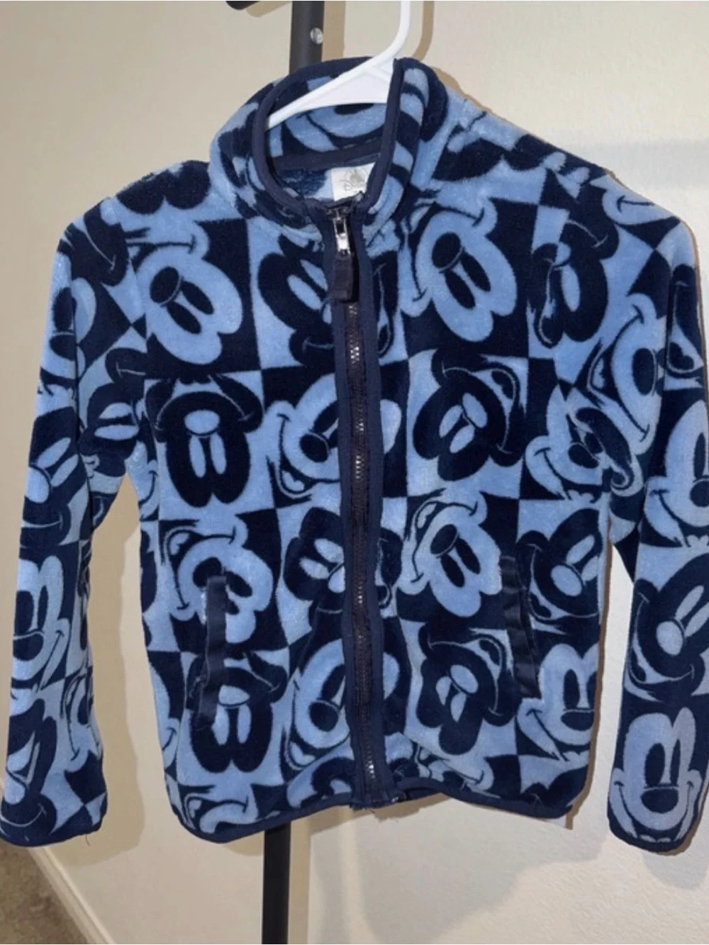Disney Navy and Light Blue Mickey Fleece Zip Jacket for Kids size 7/8